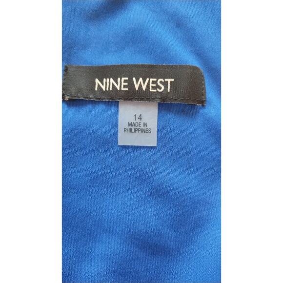 Nine West Blue Bright Surf/Sunflower Abstract Halter Stretch Maxi Dress Sz14-$98 - Picture 5 of 14